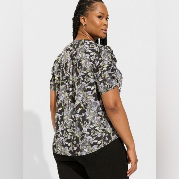 New Without Tag Torrid Harper Georgette Floral Ruched Sleeve Blouse - Picture 2 of 14